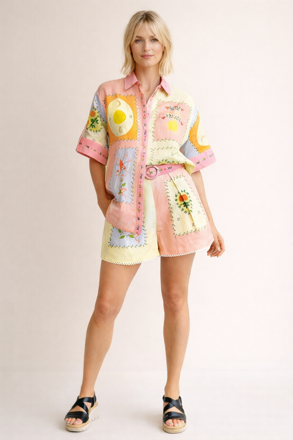 Leinenset mit bequemen Shorts für Frauen - Monroe