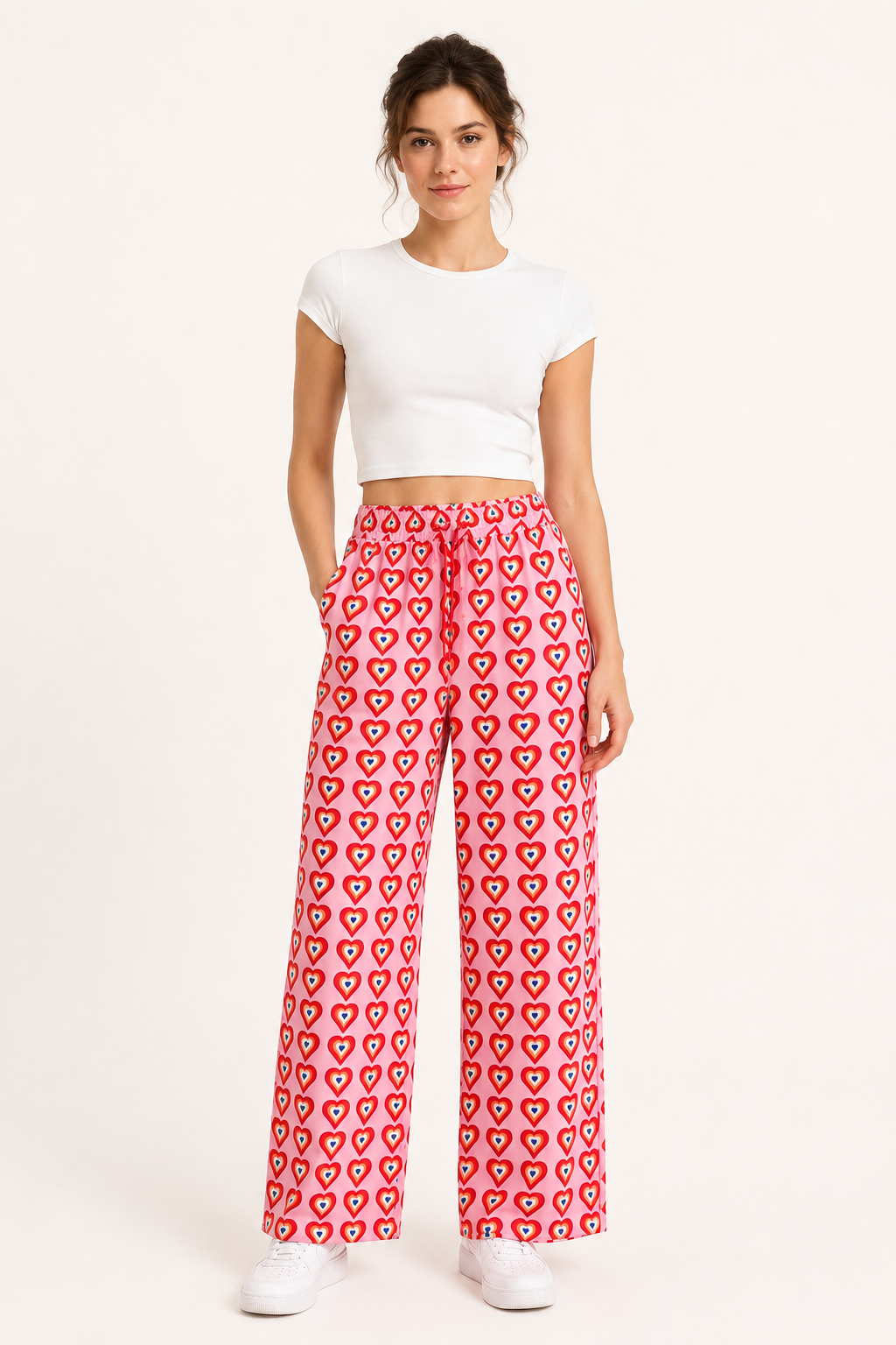 Weit geschnittene Damenhose mit Muster – Nadine