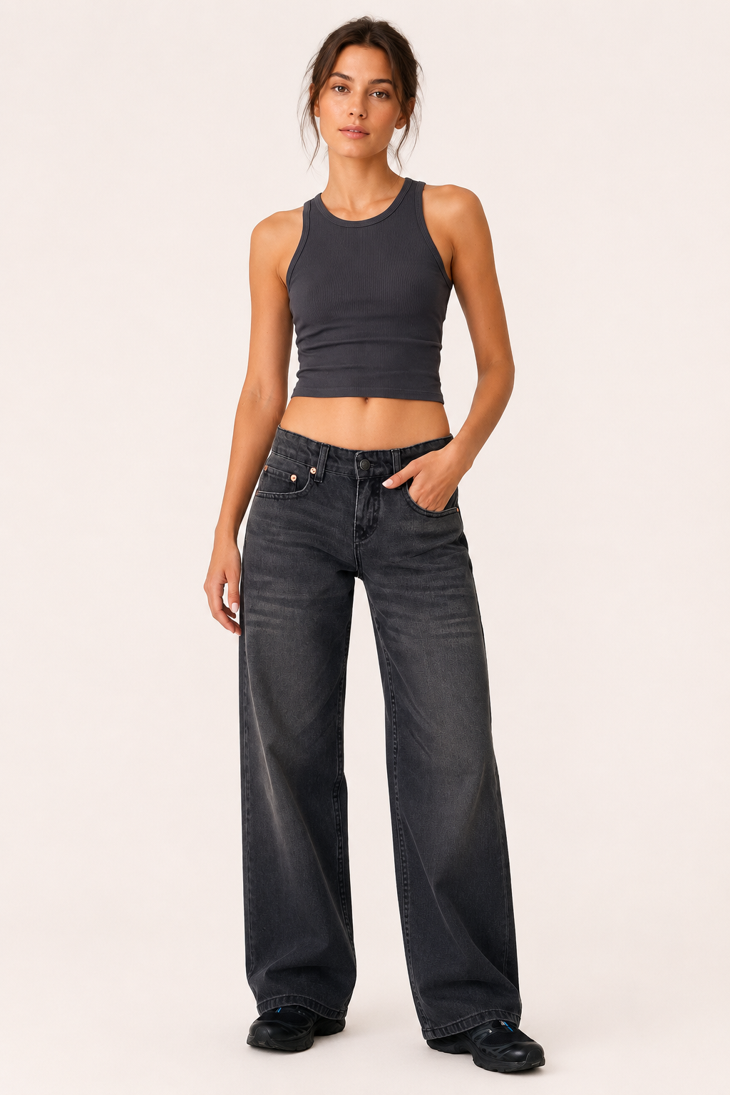 Damenjeans mit mittlerer Leibhöhe und weitem Bein – Kerstin