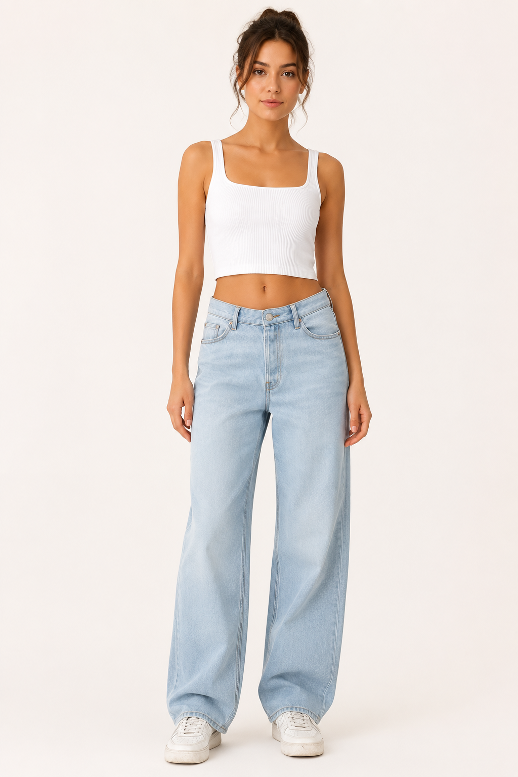 Damenjeans mit hoher Leibhöhe und weitem Bein – Mileidy