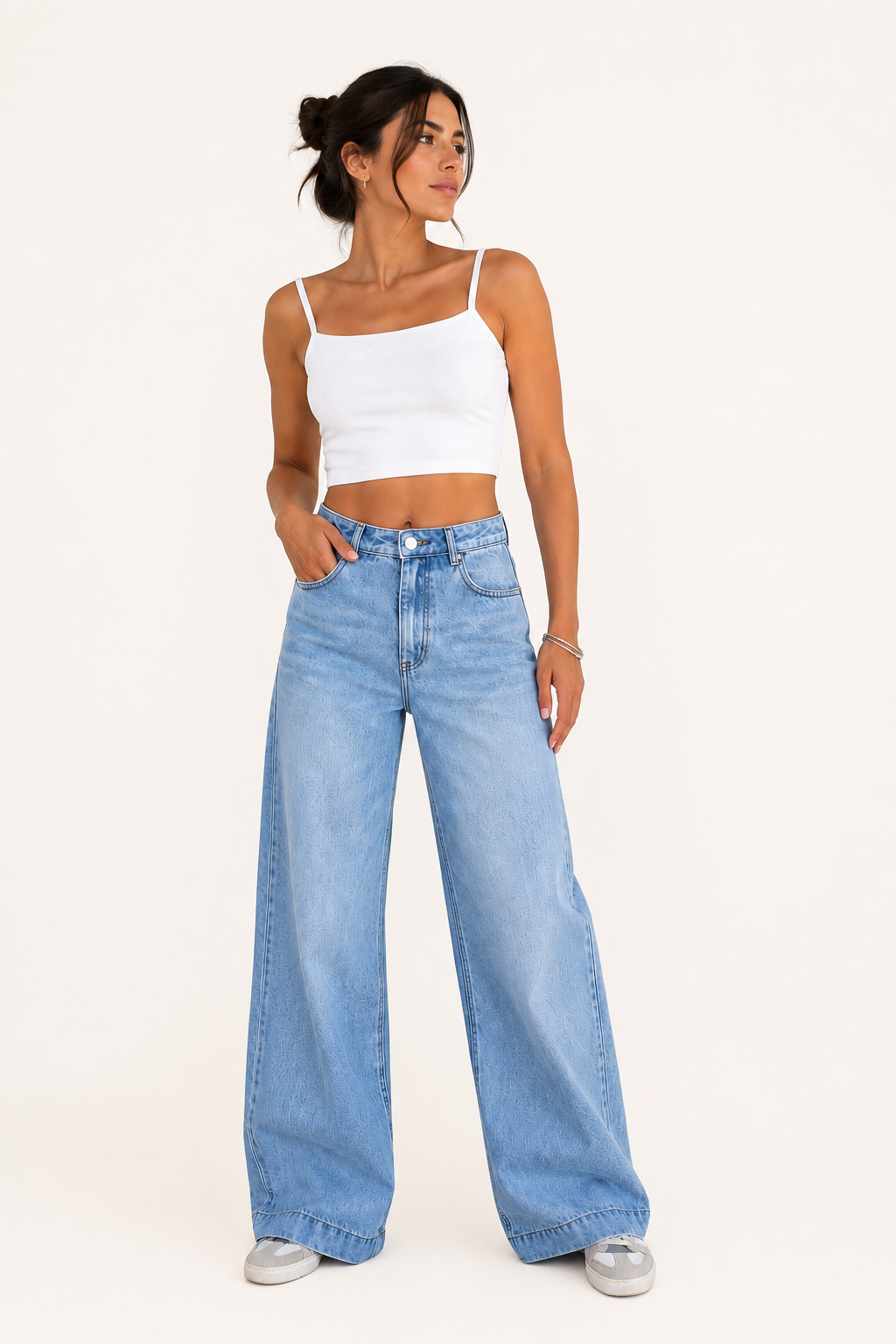 Damenjeans mit hoher Leibhöhe und weitem Bein – Mileidy
