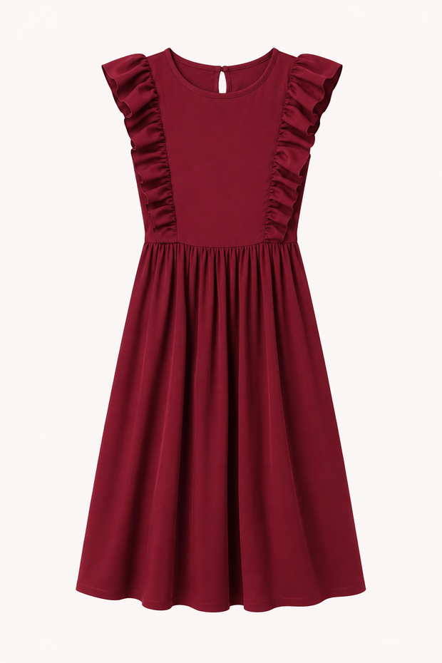 Robe longue pour femme à volants aux épaules et jupe ample - Helena