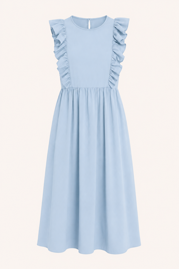 Robe longue pour femme à volants aux épaules et jupe ample - Helena