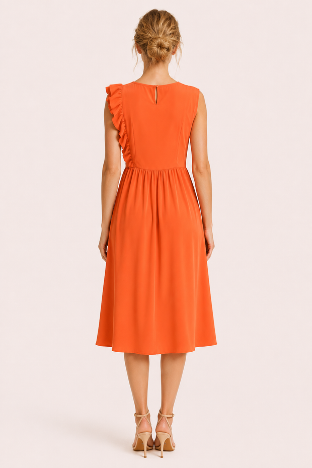 Robe longue pour femme à volants aux épaules et jupe ample - Helena
