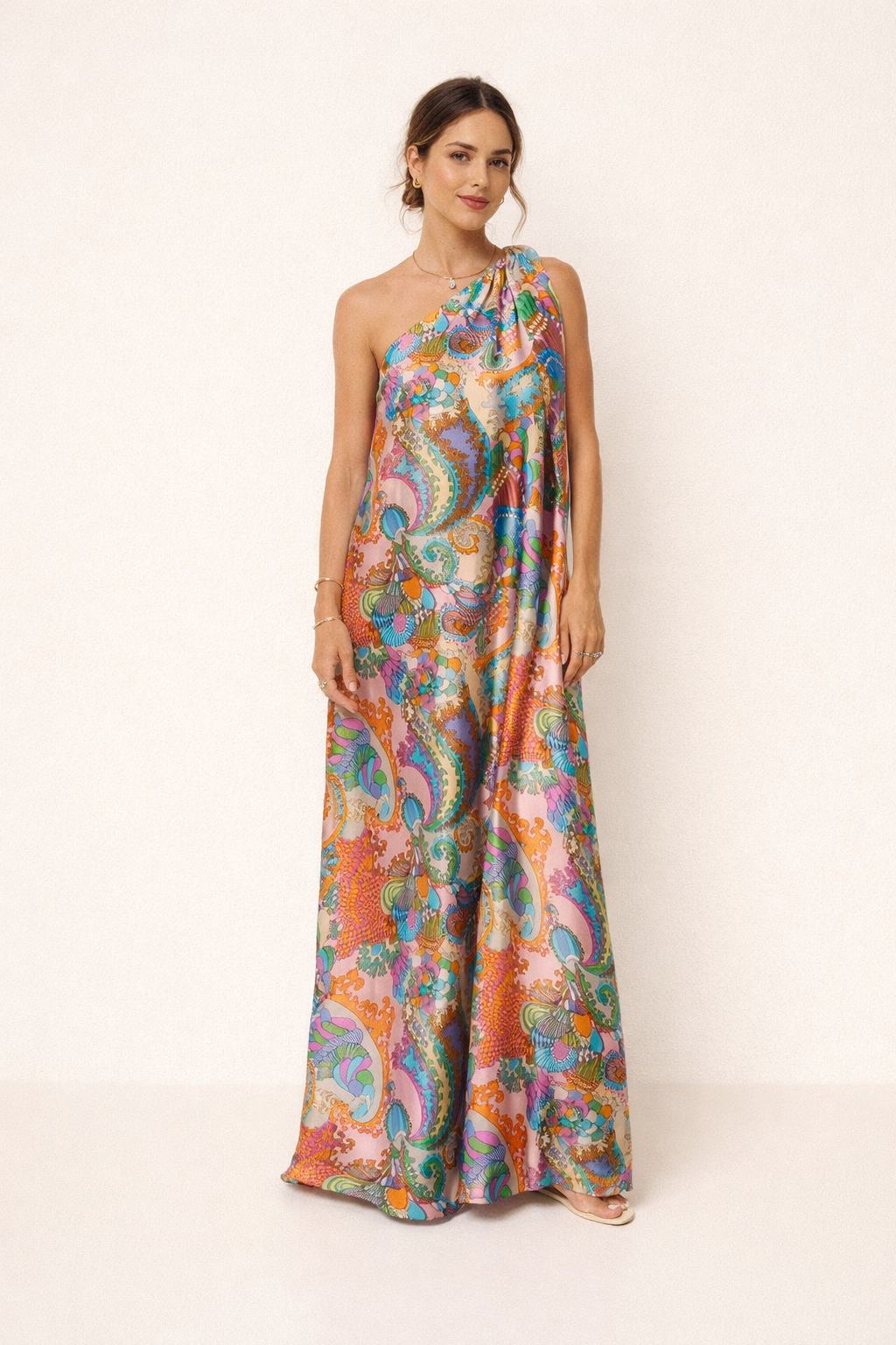 Asymmetrisches bedrucktes langes Sommerkleid für Frauen - Kasy