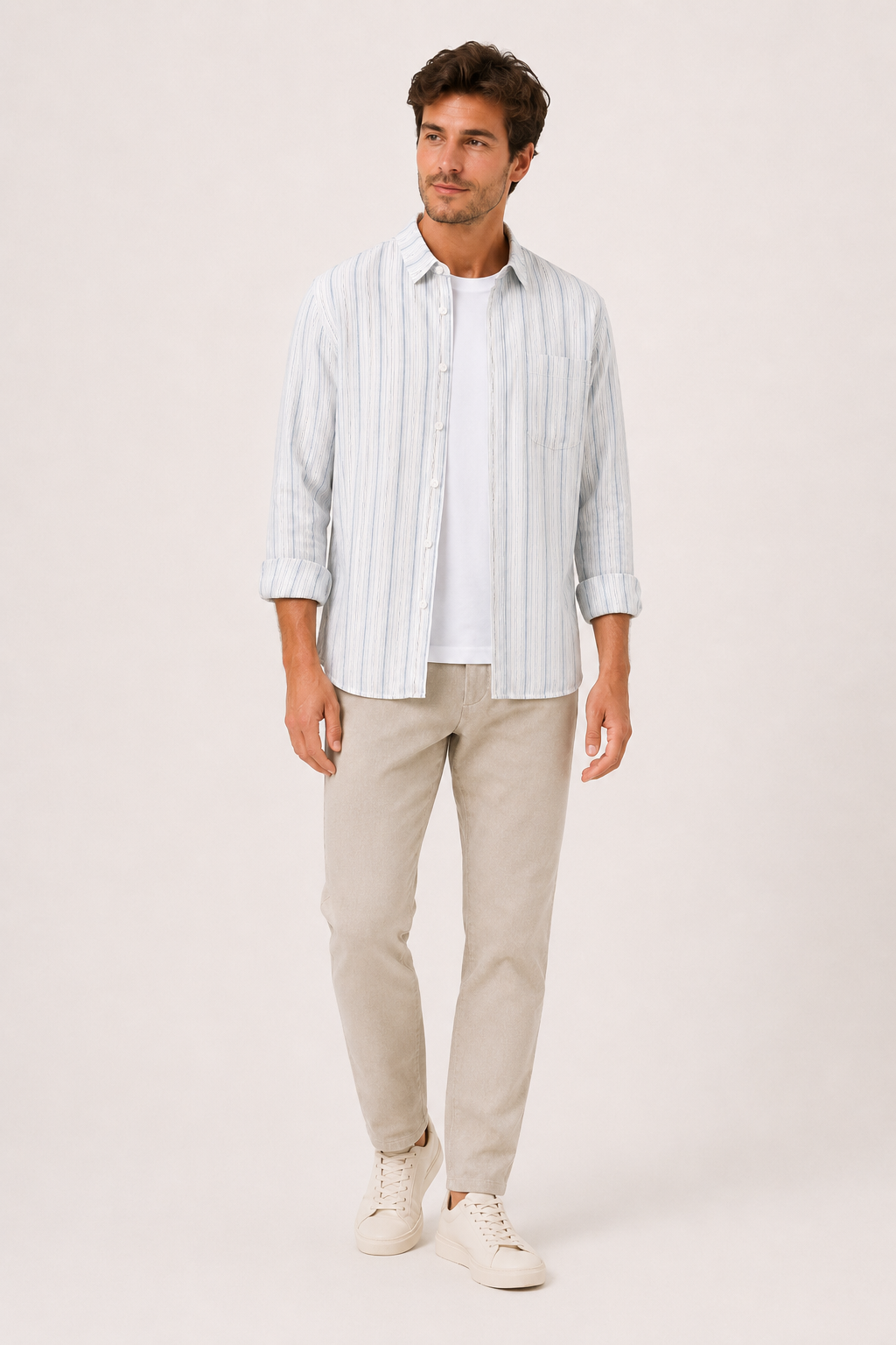 Herren Sommer casual smart casual vertikal gestreiftes Hemd - Ralf