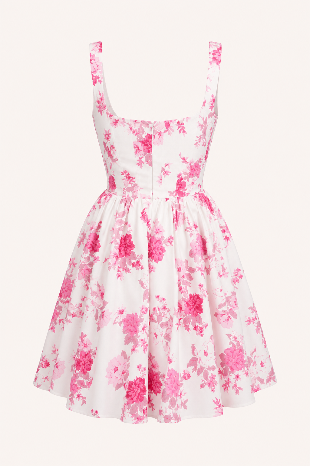 Kurzes Kleid mit Blumenmuster und quadratischem Ausschnitt – Anja