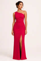 Langes, einseitiges Abendkleid für Damen mit Schlitz – Petra