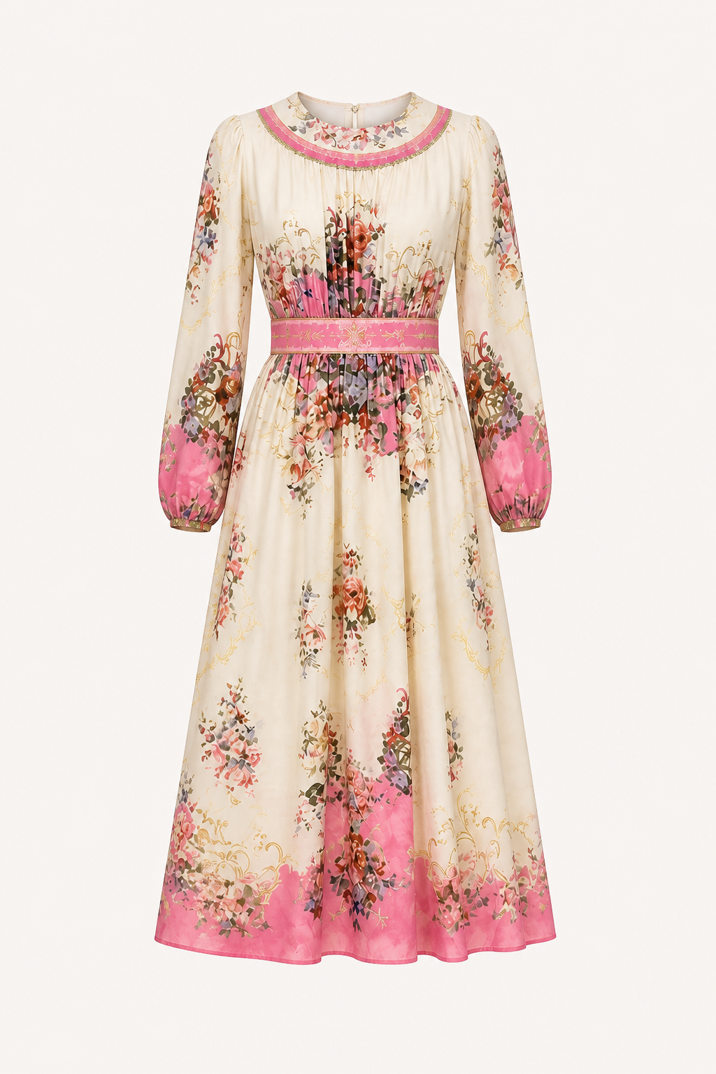 Damen Midikleid mit langen Ärmeln und Blumendruck - Brenda