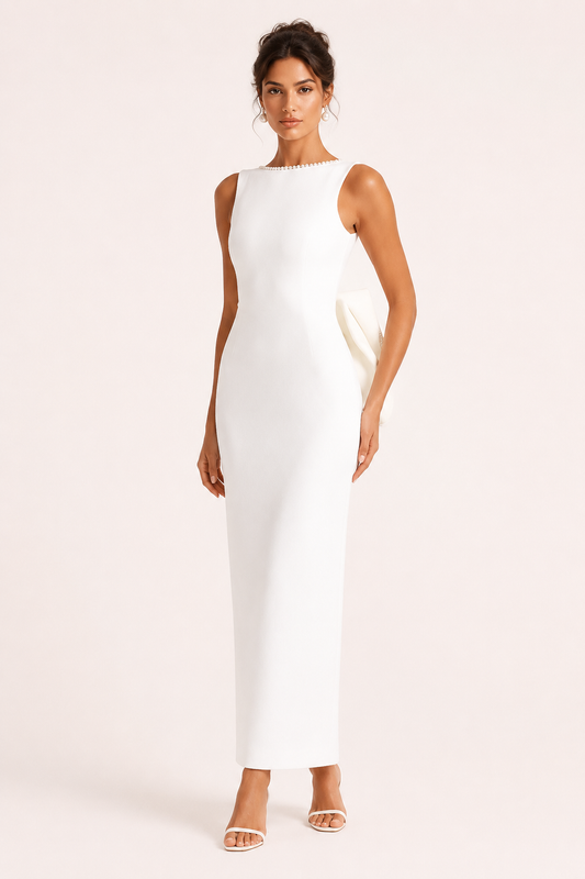 Robe longue à bord perlé pour femme - Hildegard
