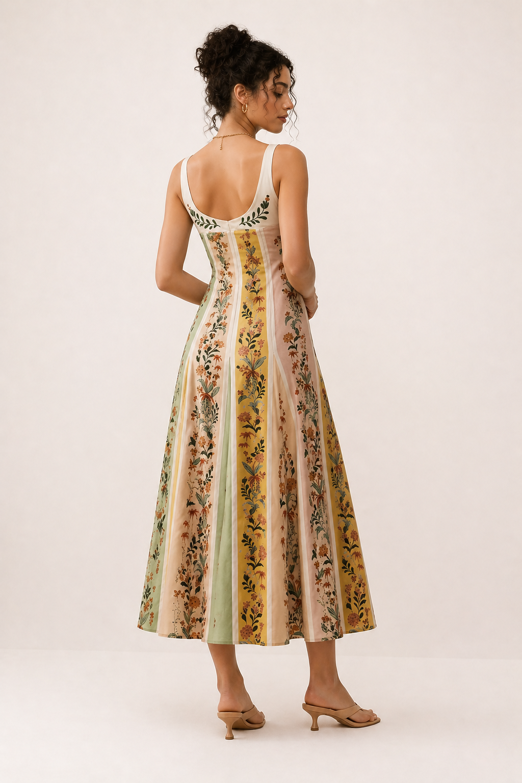 Damen Midikleid mit Trägern Blumendruck Sommer slim fit - Lorena