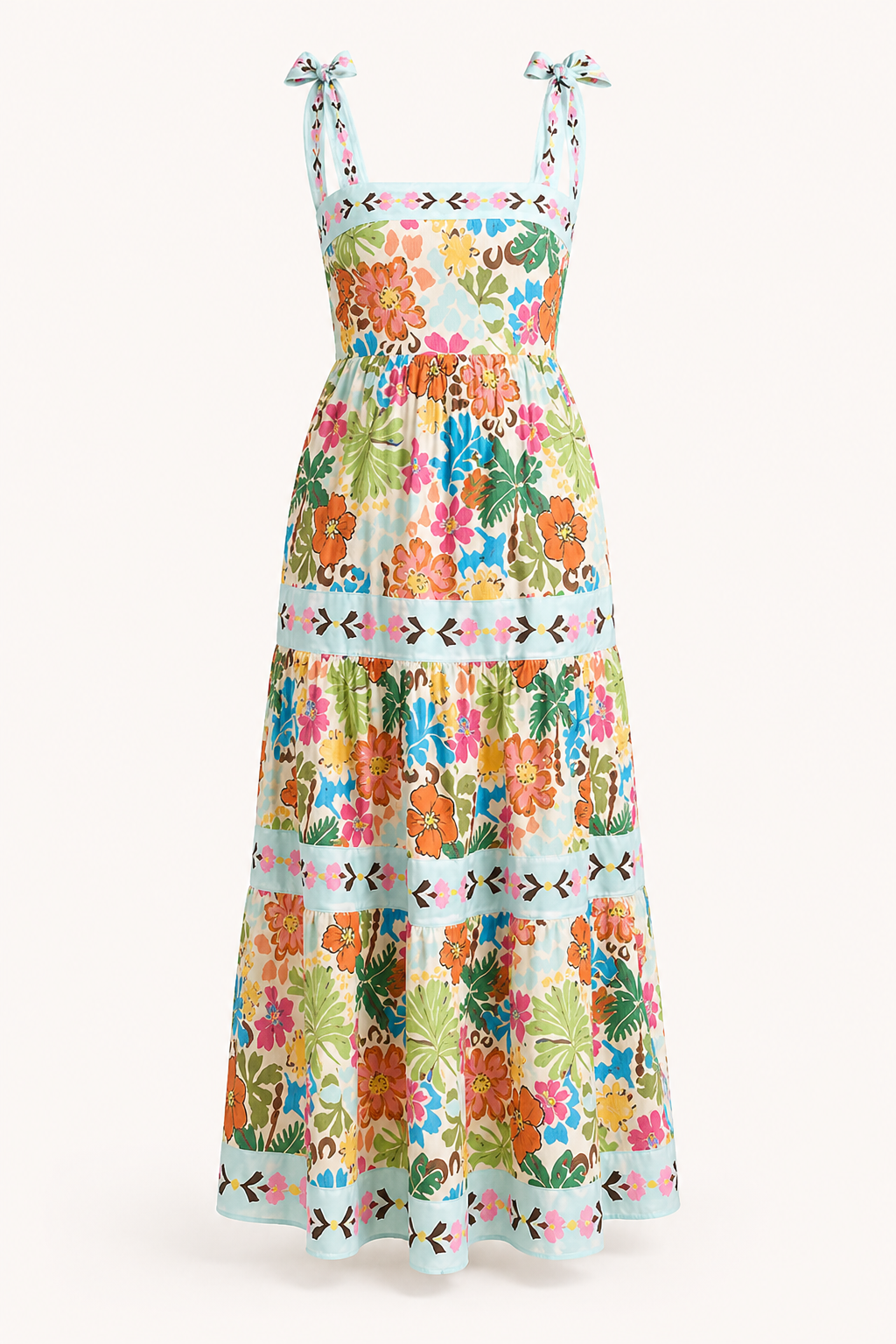 Damen Midikleid mit Blumendruck Trägern Sommer - Estela