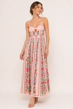 Langes trägerloses Sommerkleid mit Blumendruck - Nadine