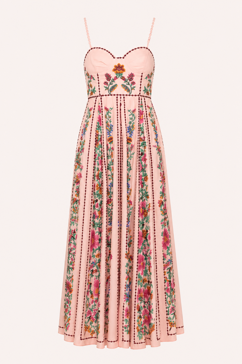 Langes trägerloses Sommerkleid mit Blumendruck - Nadine