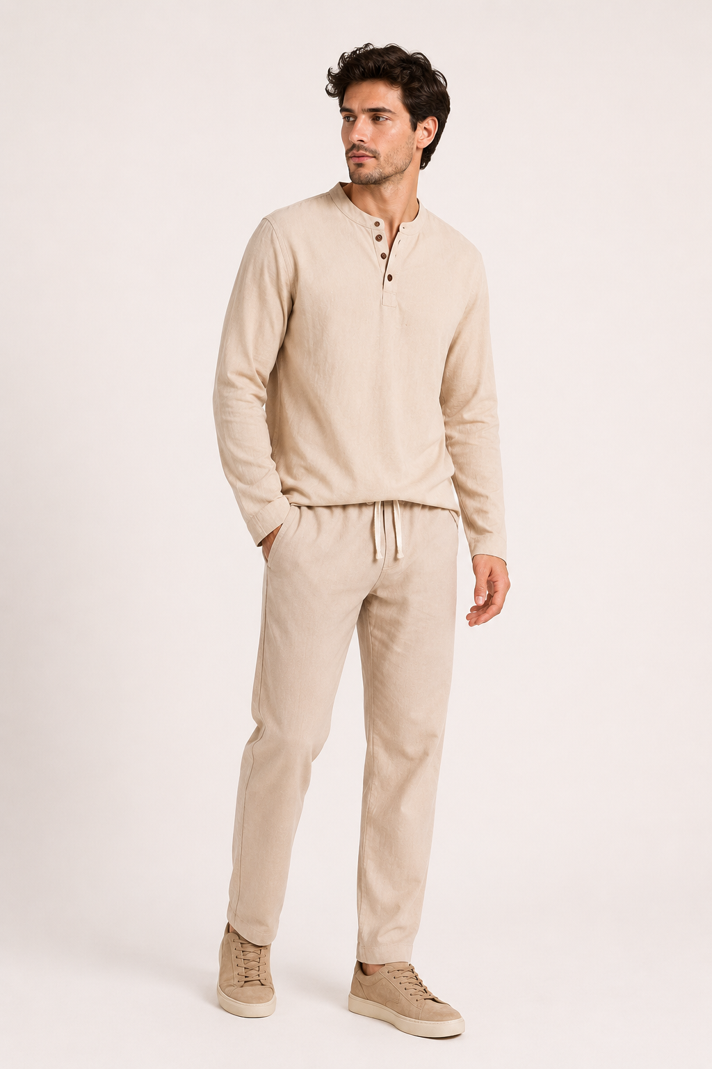 Herrenset Leinen lässig elegant T-Shirt Hose Sommer - Jörg
