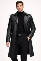 Lange elegante Herrenjacke in Lederoptik - Auren