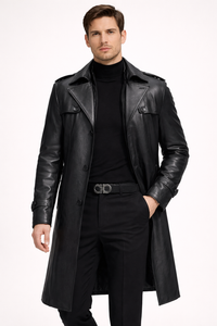 Longue veste élégante en cuir pour homme - Auren
