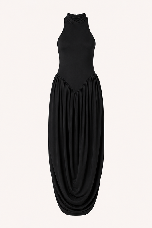 Robe longue d'été pour femme, avec col licou et jupe fluide - Liv