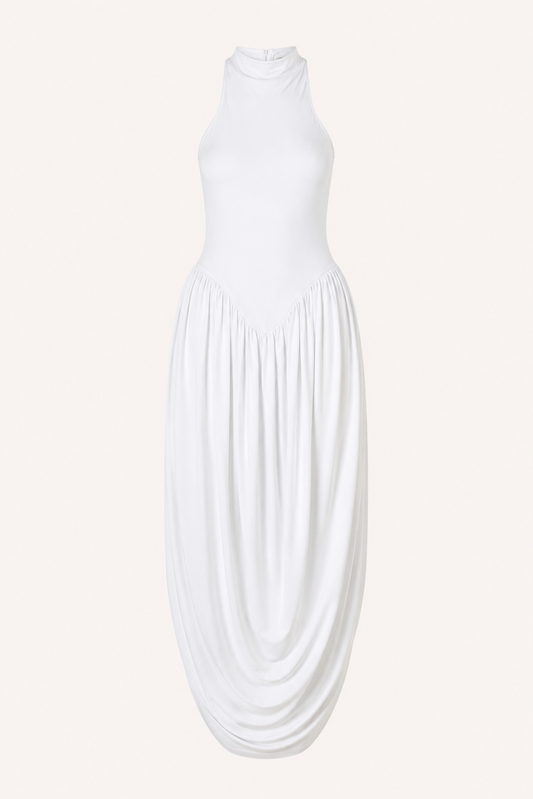 Robe longue d'été pour femme, avec col licou et jupe fluide - Liv