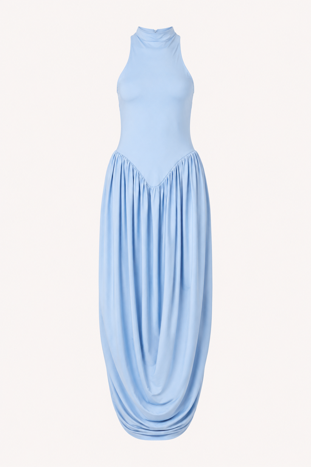 Langes Sommerkleid für Damen mit Halterkragen und fließendem Rock – Liv
