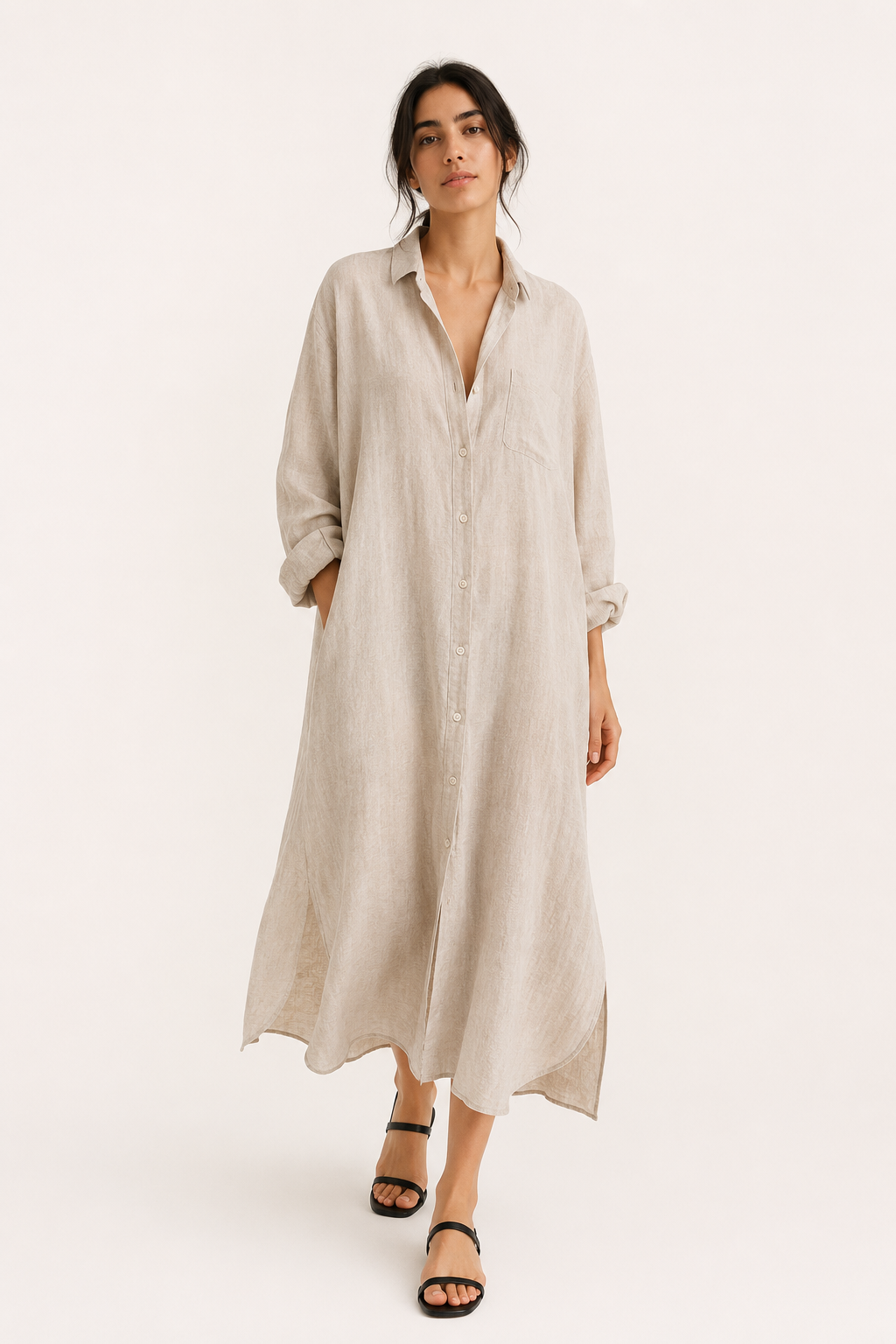 Langes Hemdblusenkleid für Frauen - Shanik