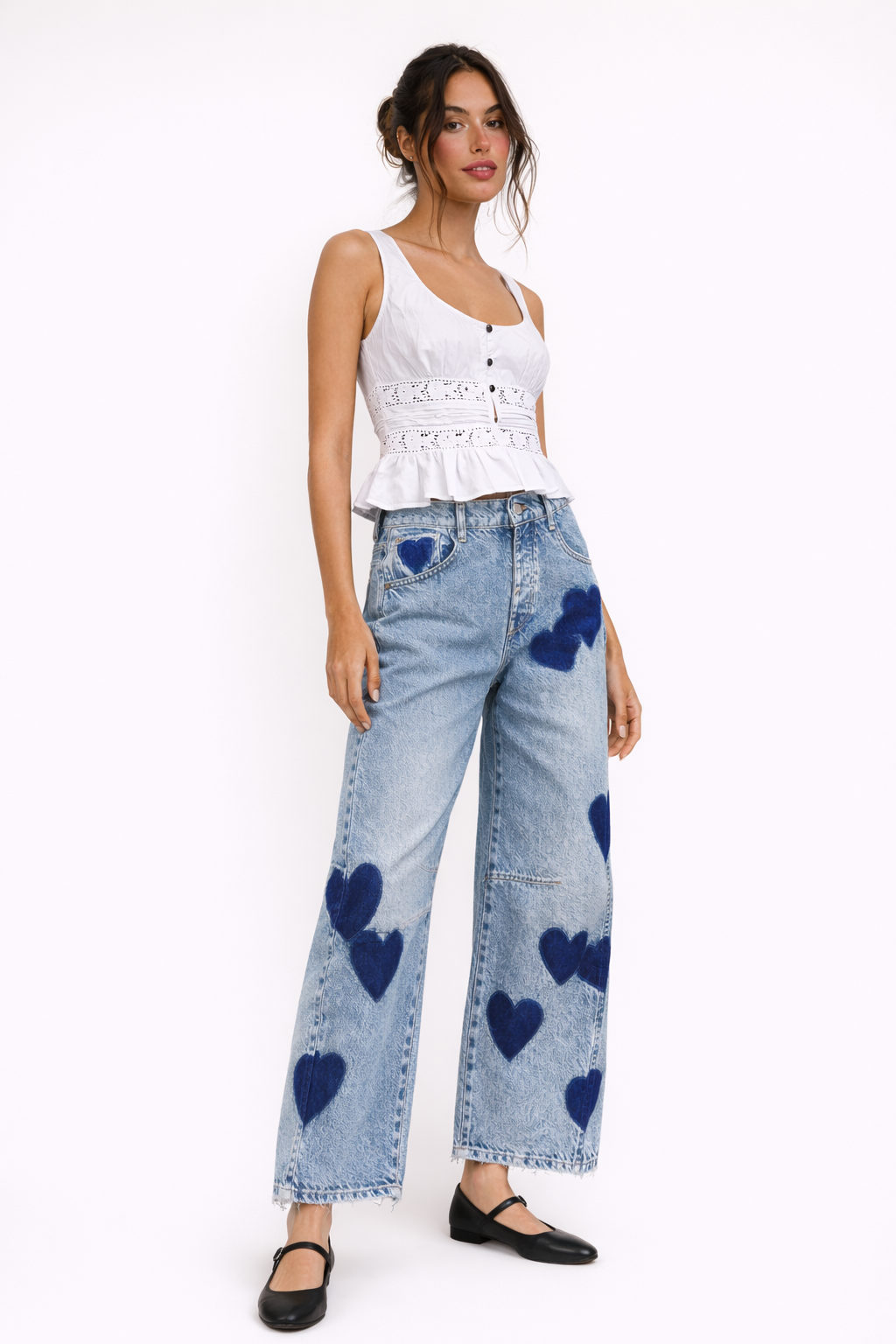 Skinny-Jeans mit Herz-Print für Damen - Margaret