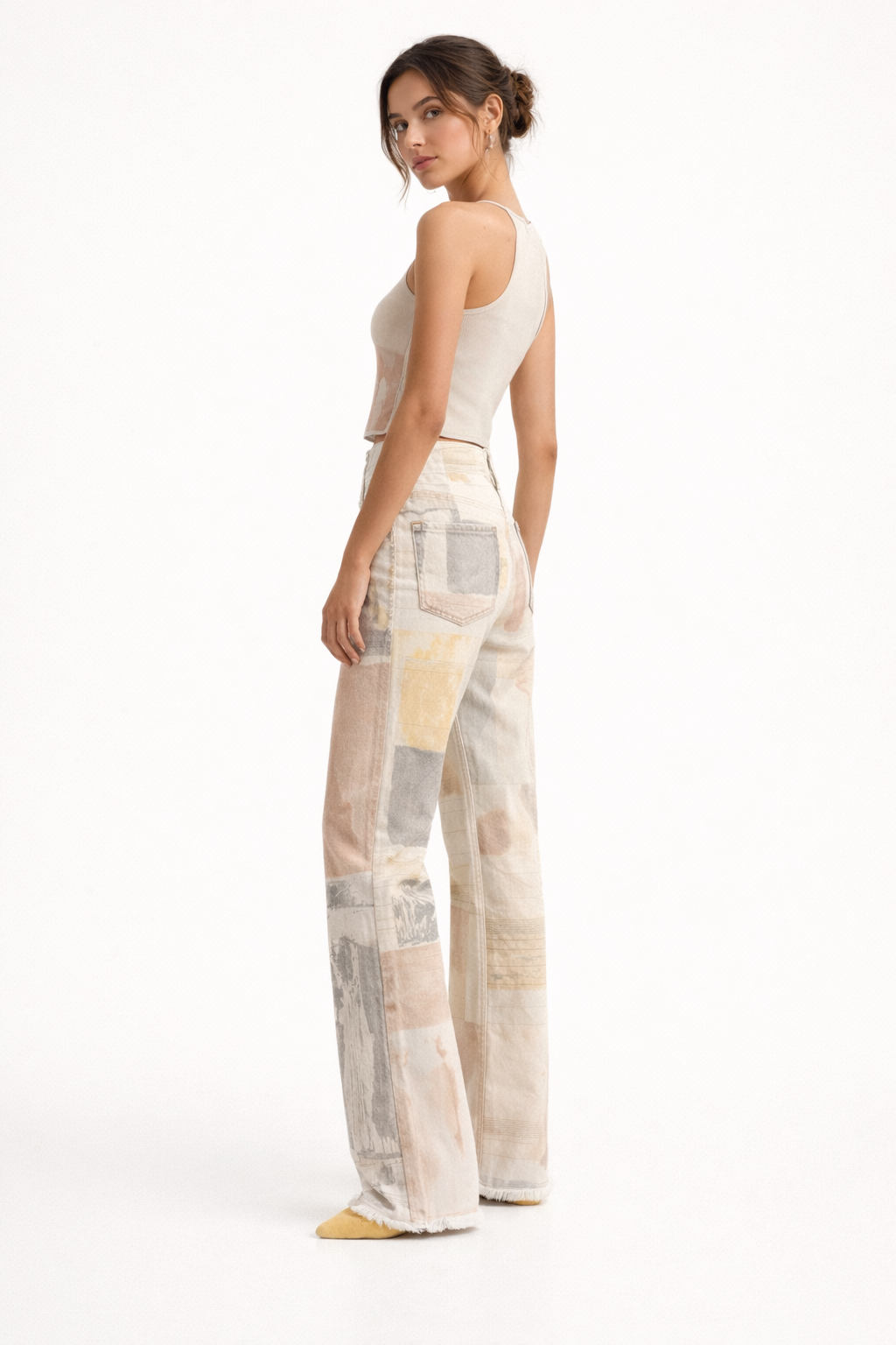 Damenhose mit weitem Bein und Kunstdruck - Grace