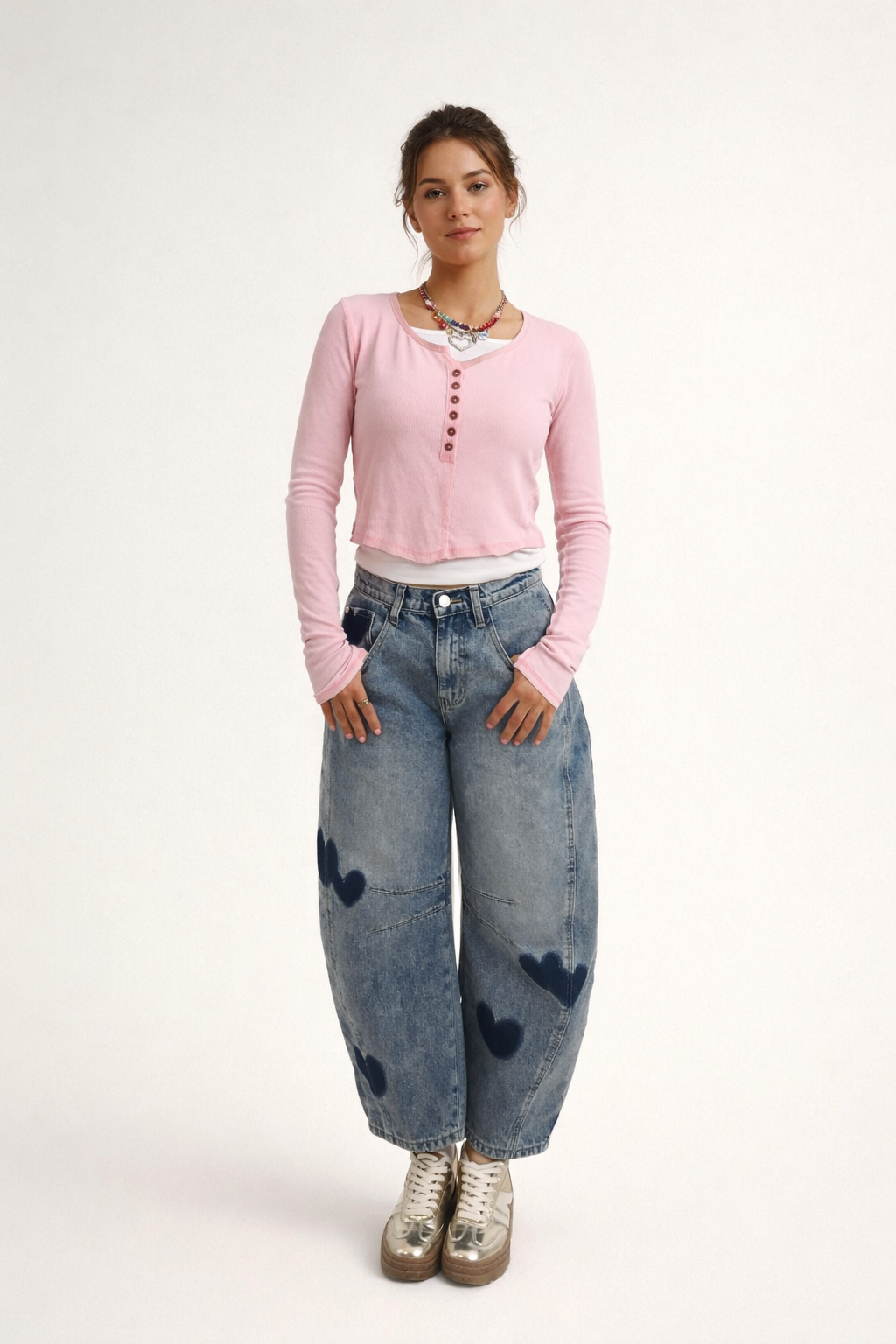 Denim-Hose mit Herzen für Frauen - Elodie