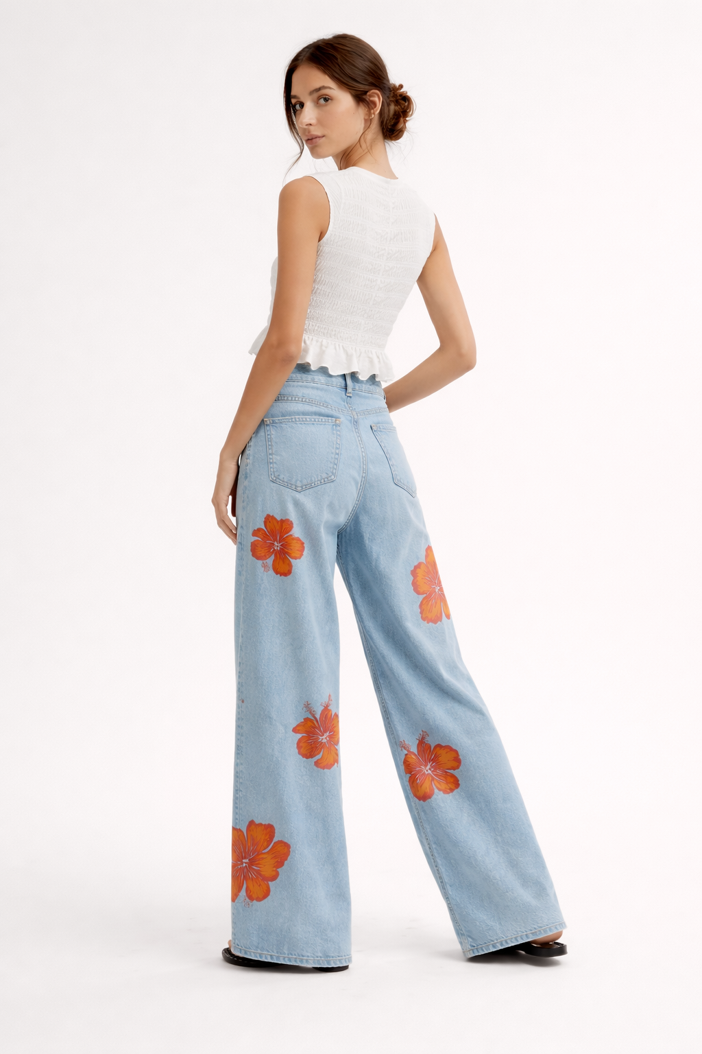 Jeanshose mit Blumendruck für Frauen - Colette