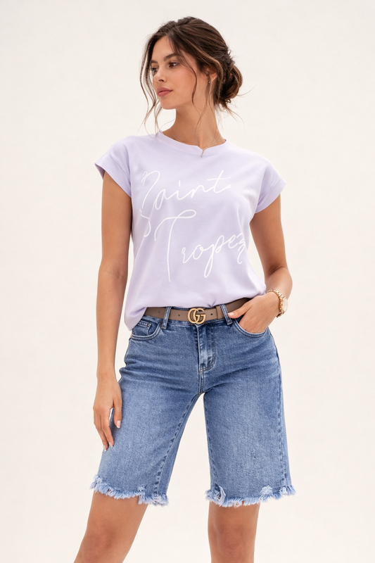 Short en denim pour femme avec finition à bords déchiquetés - Klary