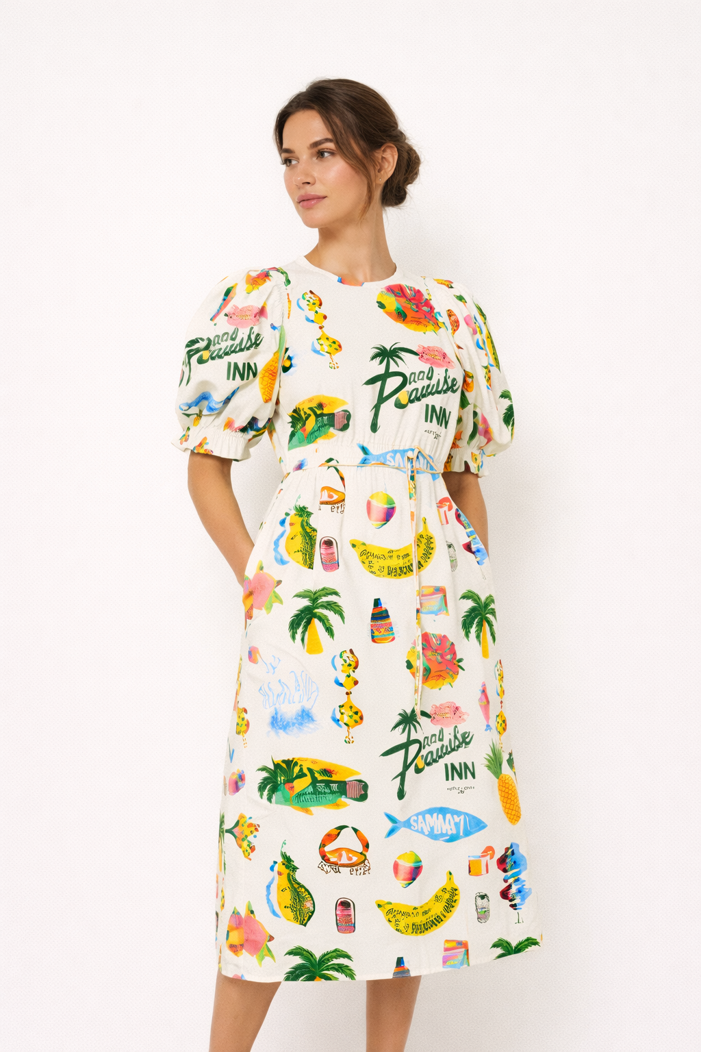 Frauen gedruckt Puffärmel Kleid Sommer Stil lässig bequem - Stella