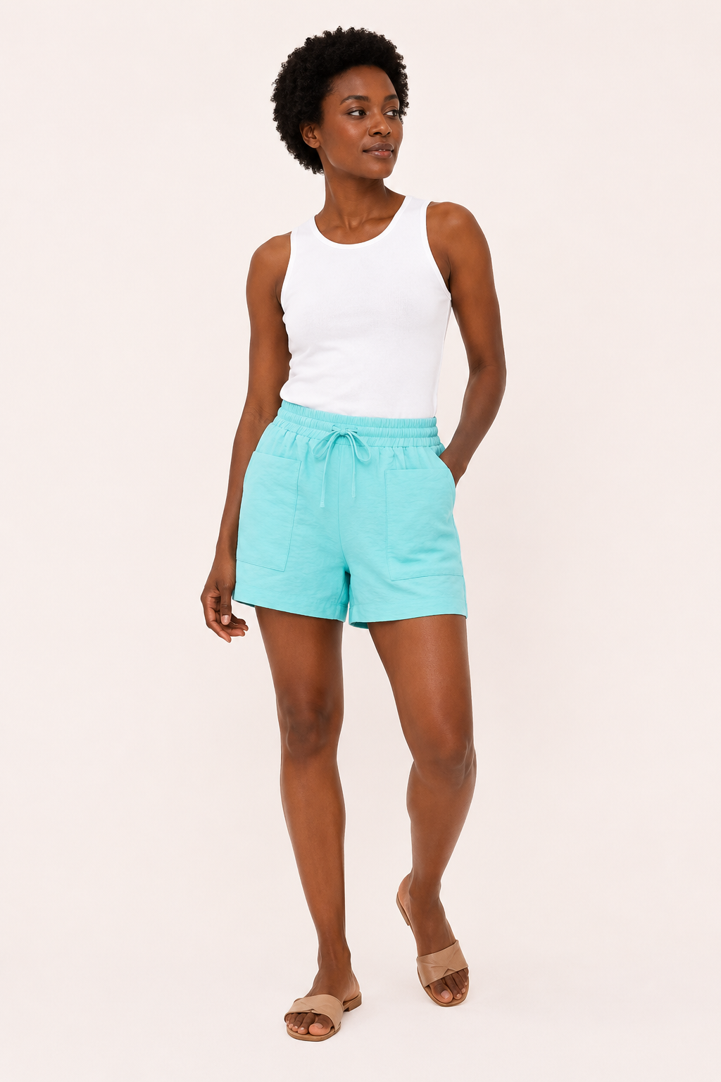 Damen-Shorts mit Gummizug und Fronttaschen - Lanni