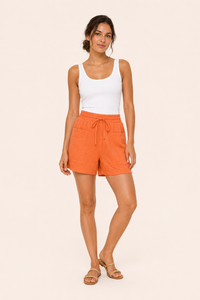 Short femme à taille élastiquée et poches avant - Lanni