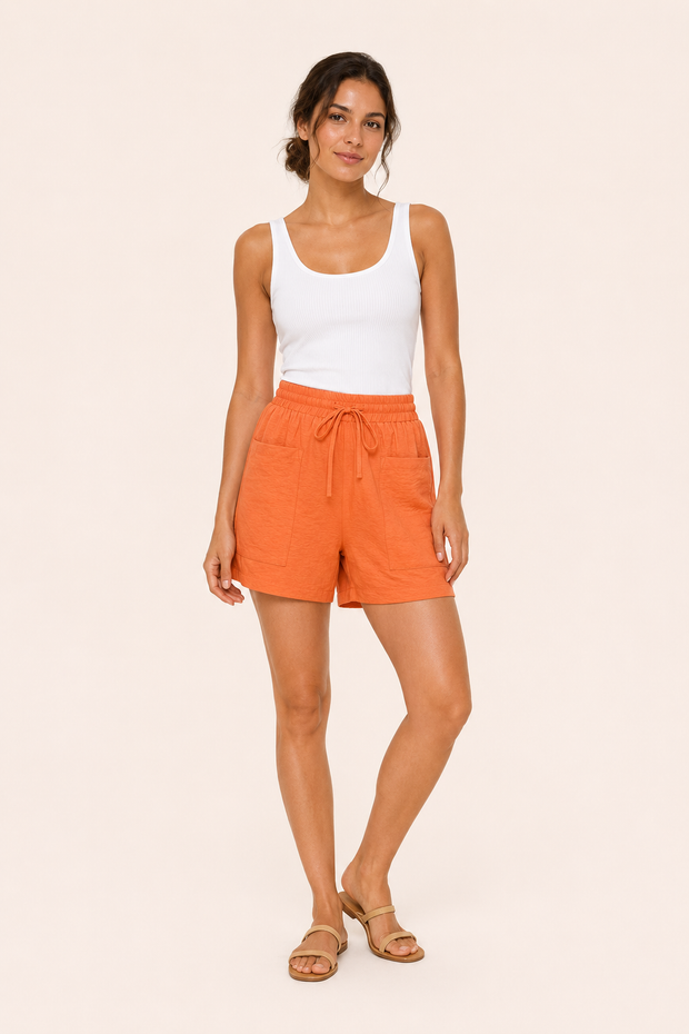 Short femme à taille élastiquée et poches avant - Lanni