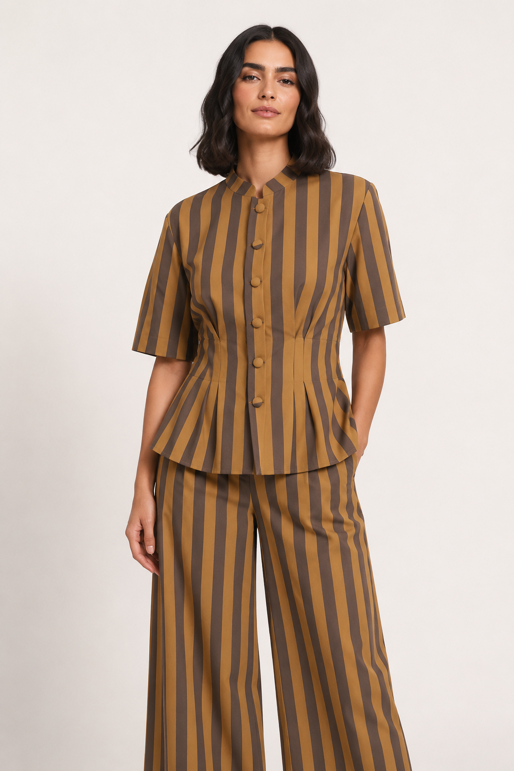 Elegantes Set aus kurzärmeliger Bluse und Hose – Caussie