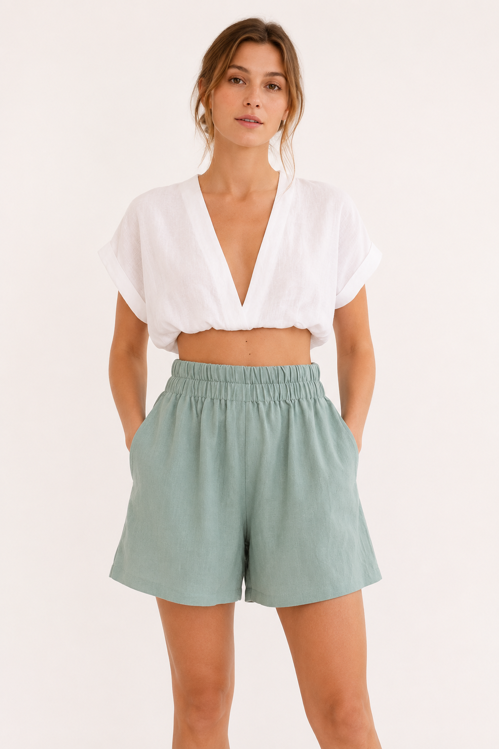 Damen-Shorts mit weitem Bein und elastischer Taille - Klara