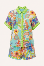 Damenset bedruckte Bluse Sommer Shorts - Tabea