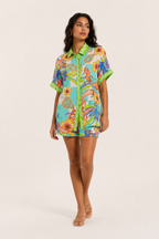 Damenset bedruckte Bluse Sommer Shorts - Tabea