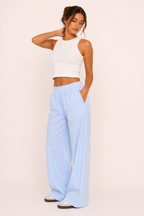 Damen Freizeithose gestreift weit geschnitten bequemer Gummibund - Naire