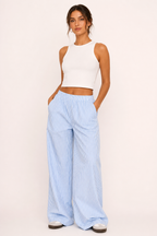 Damen Freizeithose gestreift weit geschnitten bequemer Gummibund - Naire