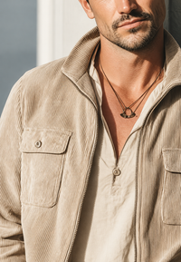 Herren-Cordjacke mit hohem Kragen, Reißverschluss und Taschen – Florian