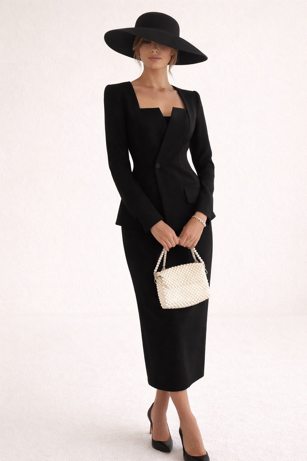 Damen Set Blazer taillierter Rock Maxirock elegant - Elke