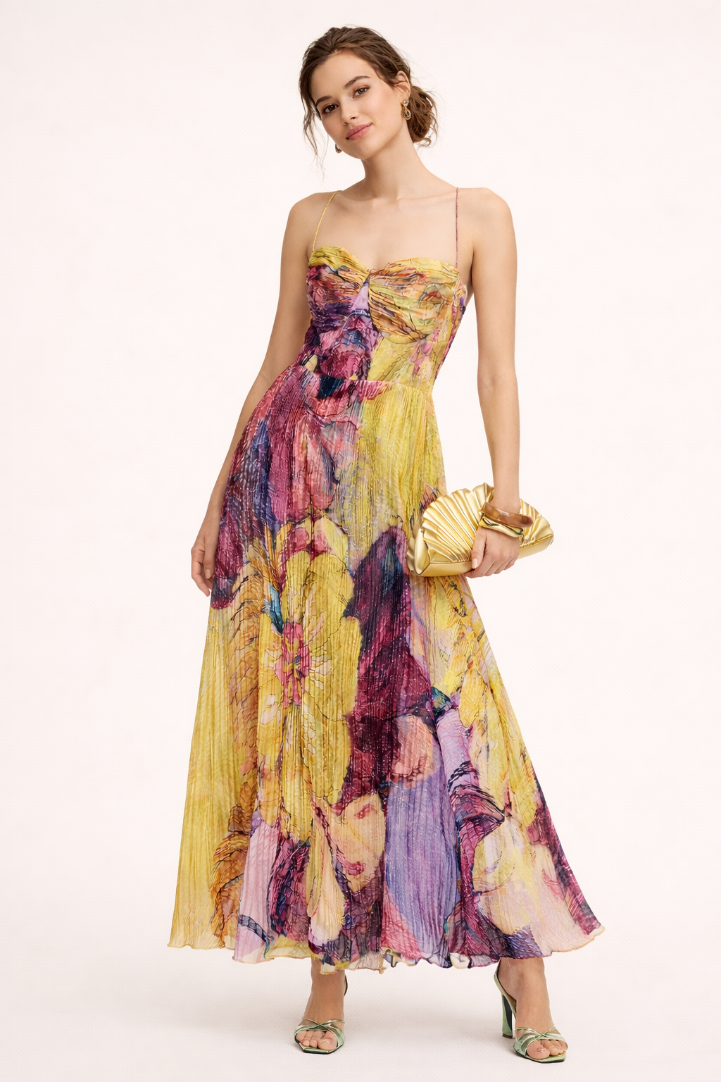 Elegantes Maxikleid mit floralen Falten - Camila