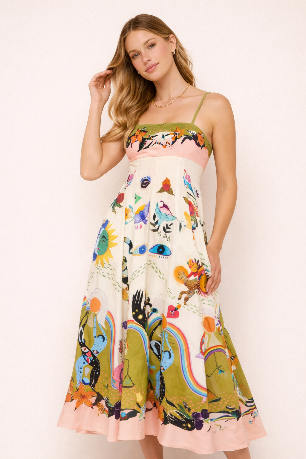 Damen Maxikleid mit künstlerischem Druck - Arianna
