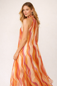 Robe longue cool pour femmes avec encolure licou - Sophie