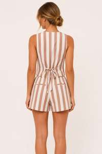 Ensemble gilet rayé et short taille haute pour femme - Rieke