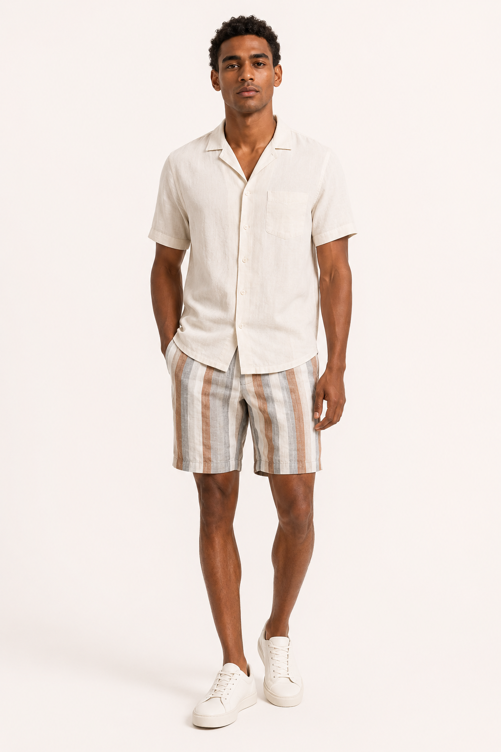 Herren Leinen Bermudashorts gerade geschnitten atmungsaktiv - Falko