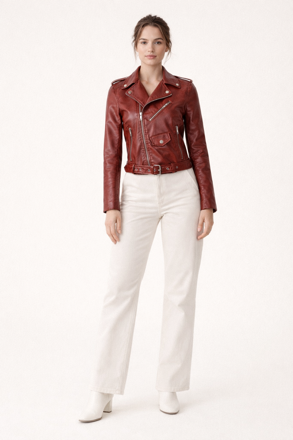 Damenjacke im Bikerstil aus Kunstleder mit schmaler Passform - Greta