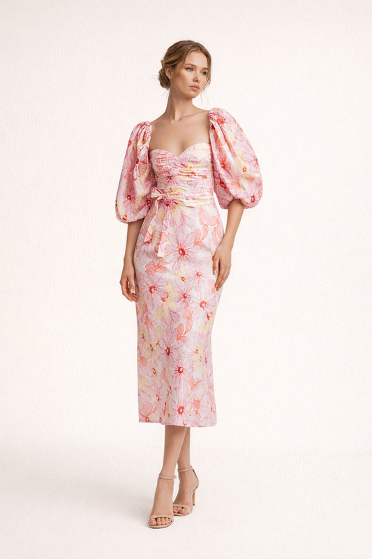 Robe mi-figue mi-raisin à manches bouffantes pour femmes - Klara