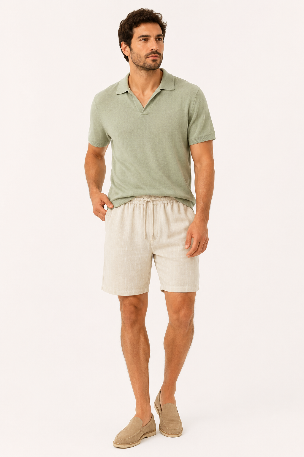 Freizeitshorts aus Leinen mit elastischem Kordelzug für Herren - Levin